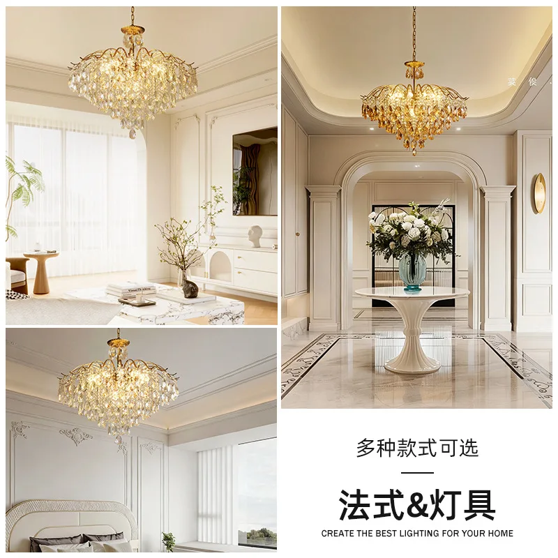 ما بعد الحداثة ضوء فاخر الفرنسية كريستال الثريا غرفة المعيشة غرفة نوم غرفة نوم رئيسية مصباح غرفة الطعام الجديد رومانسية كريستال الرجعية #3