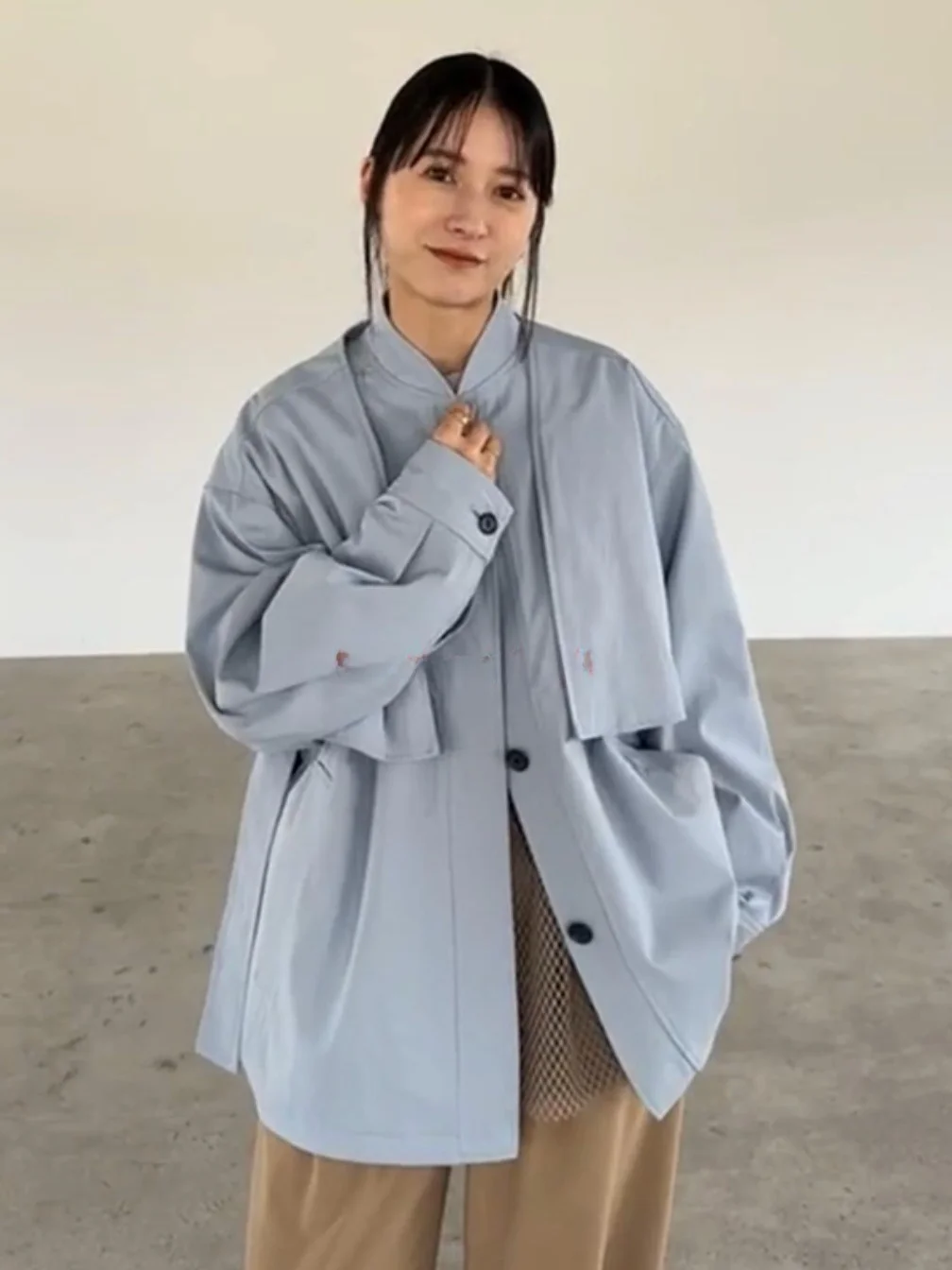 

Куртка C1ane из чистого хлопка, съемная, из двух частей, 3-в-1, укороченная, в милом стиле, с пуговицами, длинный рукав, стандартная длина