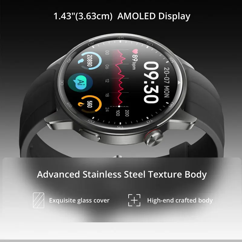 النسخة العالمية ساعة Realme S2 SmartWatch مستشعر الأوكسجين في الدم 1.43 بوصة شاشة AMOLED 20 يومًا عمر البطارية IP68 ساعة مقاومة للماء