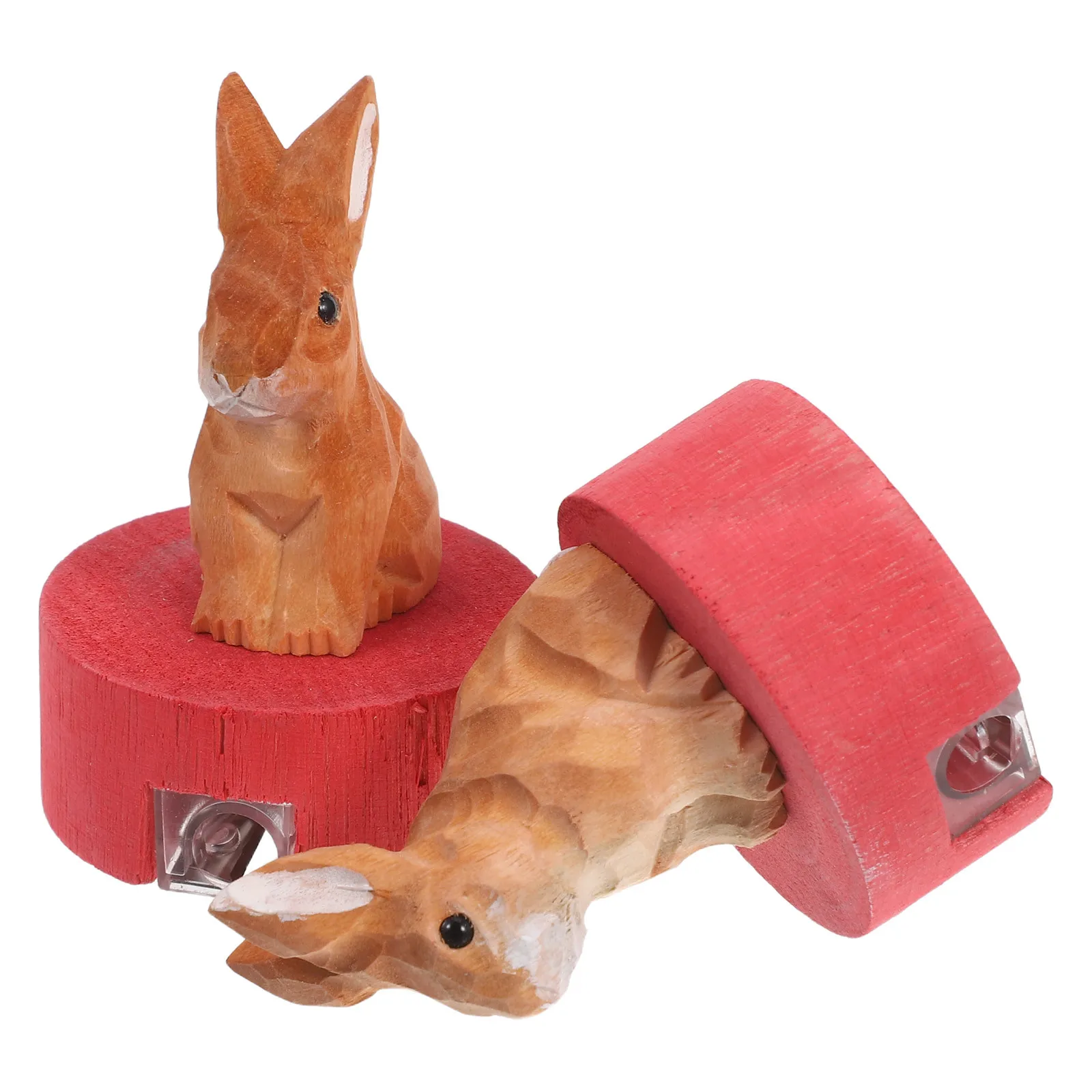 

2pcs Wood Rabbit Pencil Sharpener Manual Handheld Single Hole Portable Kids School Desk Small Vintage Animal Design Aesthetic