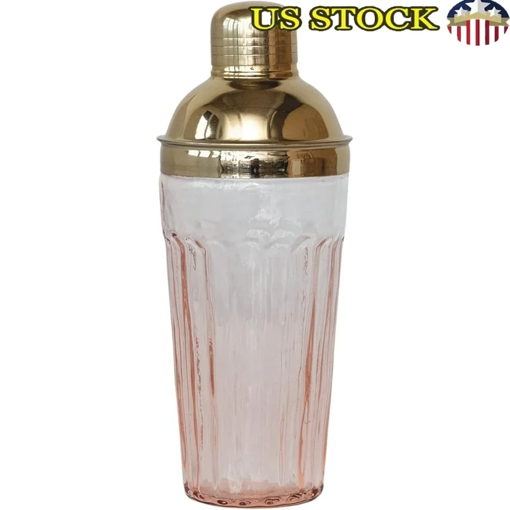 

20 oz Glass Cocktail Shaker Durable Stainless Steel Cap Elegant Home Bar Tool Perfect Mixing Drinks Centerpiece Decor