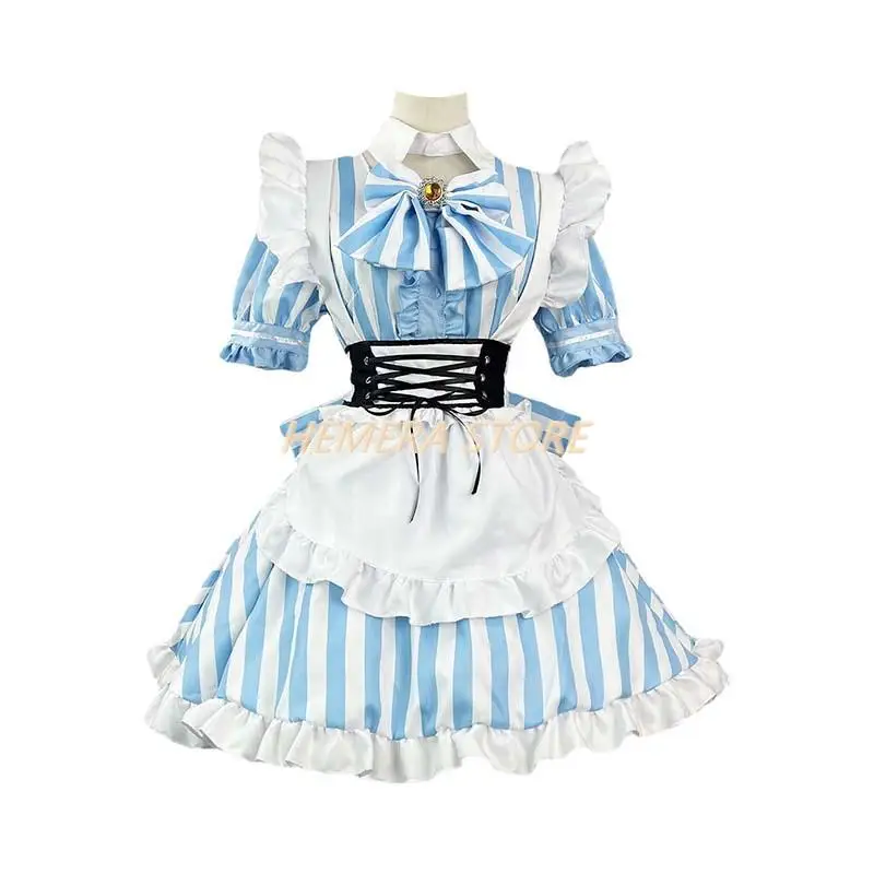 Costume de Cosplay du Jeu Azur Lane Shirakami Fubuki, Robe Tablier, Uniforme de Carnaval d'Halloween pour Femme