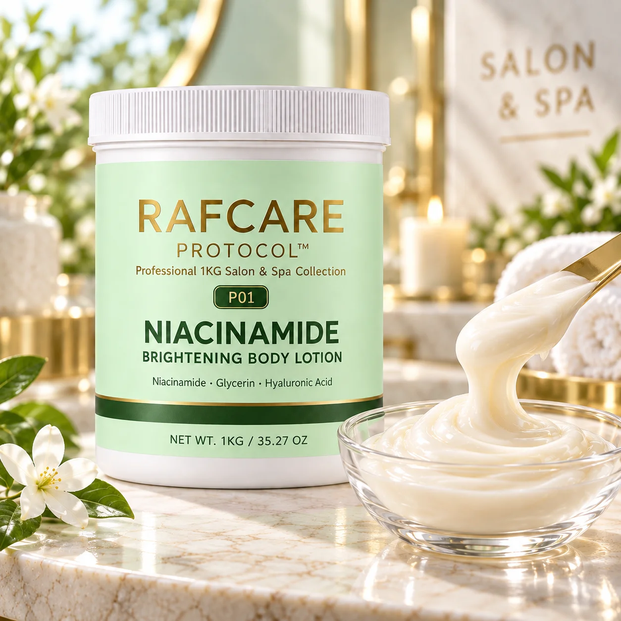 1KG Niacinamide Brightening Body Lotion for Professional Salons And Spas Moisturizer Wholesale OEM Private Label RAFCARE