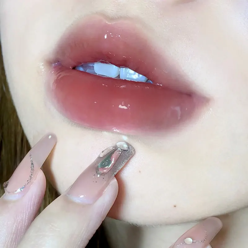 ドリームパープルガラスミラーリップグロスチェリーピンクリッププランパーグロスクリスタルゼリーオイルリップティント長期的な防水口紅