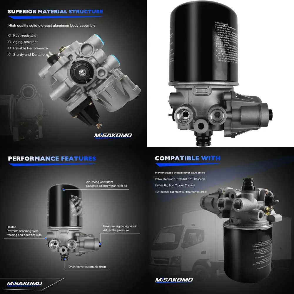 R955205 Car Air Clean Dryer, Compatible with Meritor-Wabco System Saver 1200 Wabco SS1200 Volvo Kenworth Cascadia Peterbilt RV B