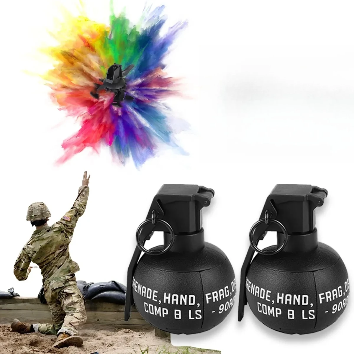 

Airsoft Paintball Hand Grenades Toy Tactical Pull Ring Nylon Grenade Model Water Gel Ball Launcher Tactical CS Role Play Prop