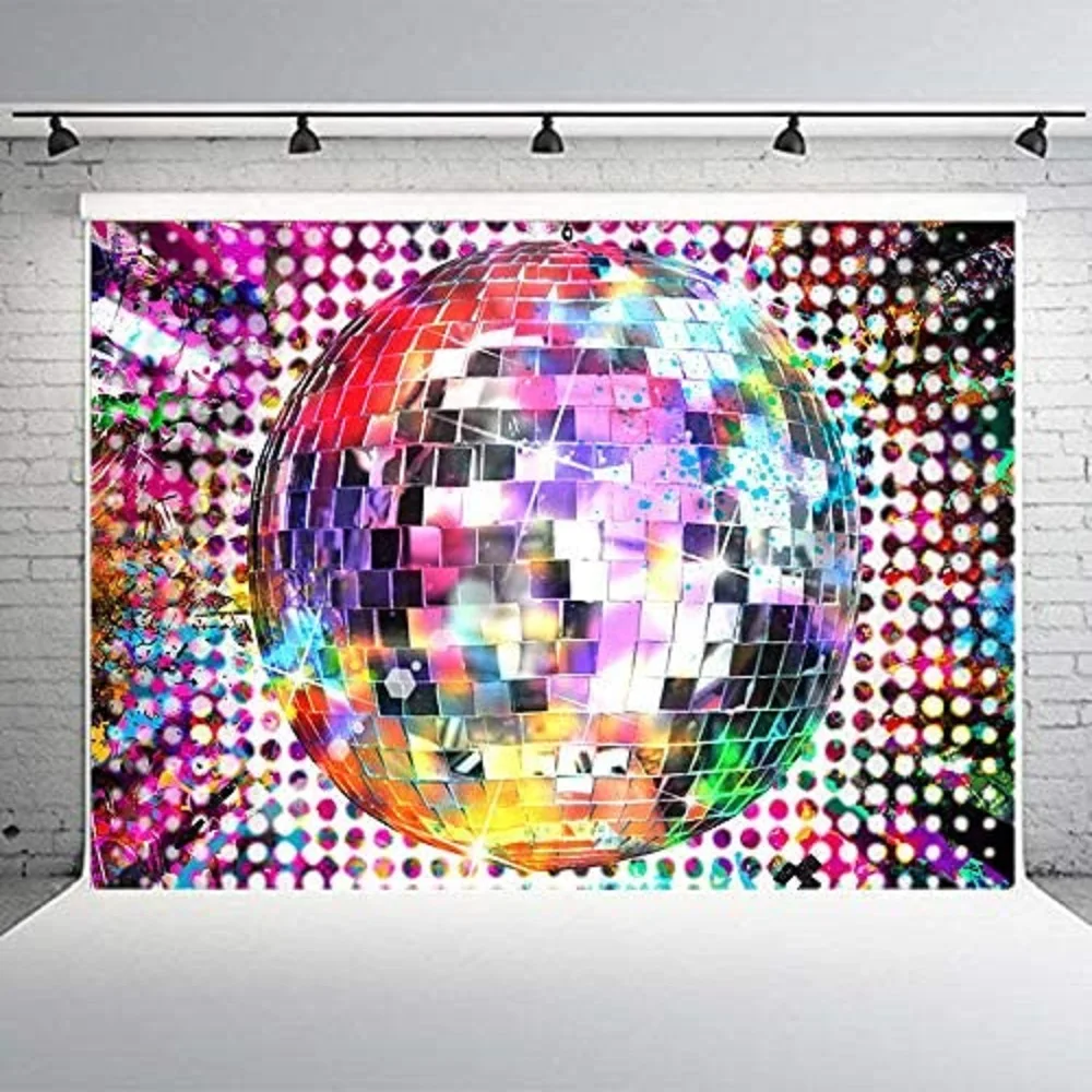 

Neon Glow Disco Ball Photography Backdrop For Dancing Party Vinyl 60s 70s 80s Party Background Photo Studio Props