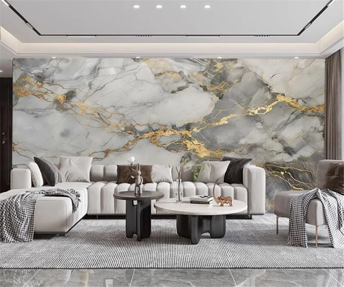 

Custom new marble photo wall paper modern light luxury color marble living room hotel decoration murals papel de pared