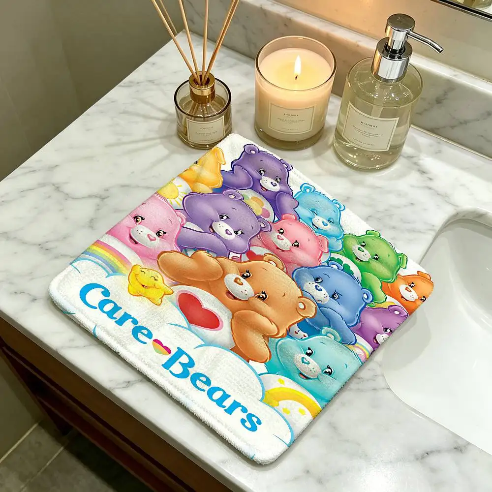Cartoon C-Care Cute B-Bears Polyester Cotton Hand Wiping Towel, Anti-shrink Hanging Kitchen Cloth for Household Cleaning