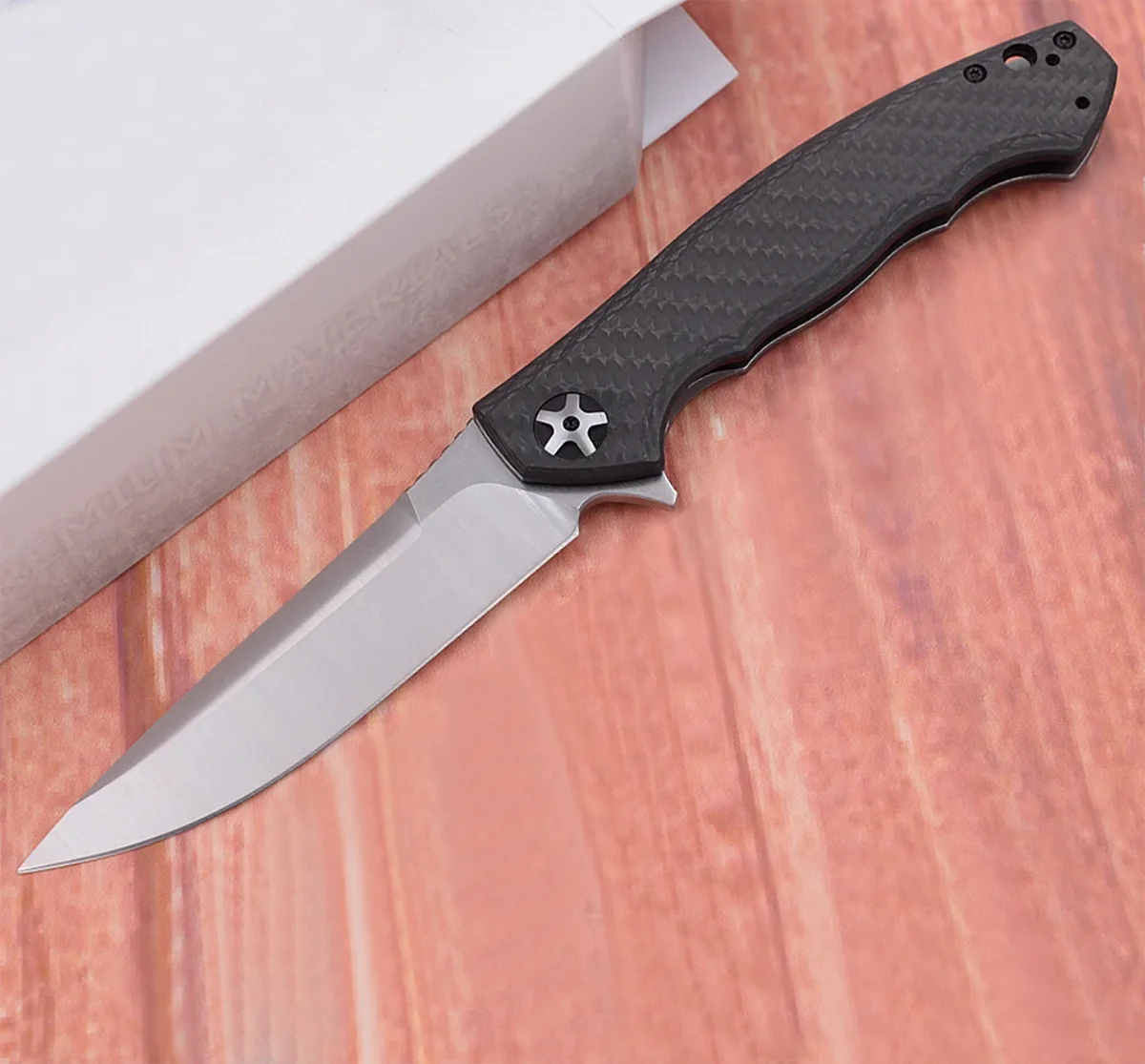 

0452CF 0452 Ceramic Bearing Carbon Fiber Titanium Mark S35VN Blade Flipper Outdoor Camping Tool Knife