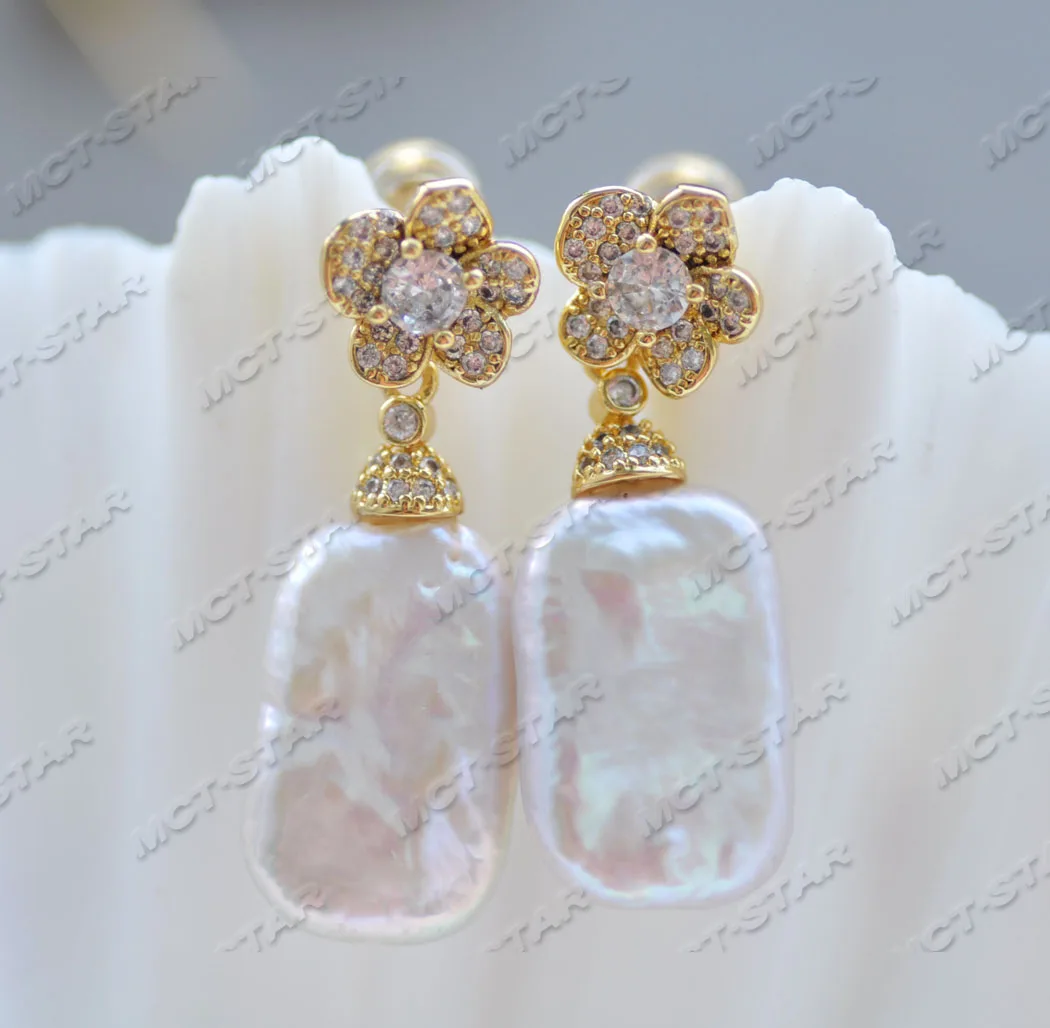 Z11840 24 مللي متر الوردي الخزامى عملة لؤلؤ المياه العذبة استرخى القرط تشيكوسلوفاكيا