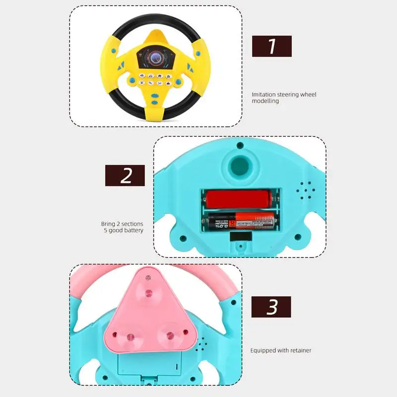 Fake Steering Wheel Toys for Kids, Rotatable Interactive Driving Game, Simulated Driving Controller, Early Educational Toys