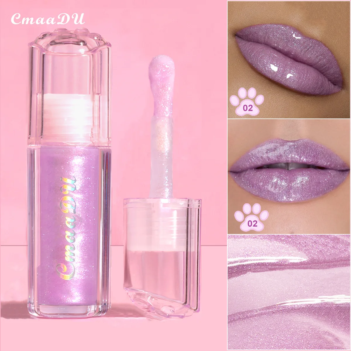 

CmaaDU 2-color Diamond Lip Gloss, fine sparkling water mirror, color and whiteness, plump lip gloss, moisturizing