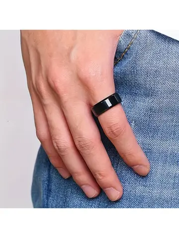 Stainless Steel Ring Classic Black Golden Silvery Glossy Men Rings