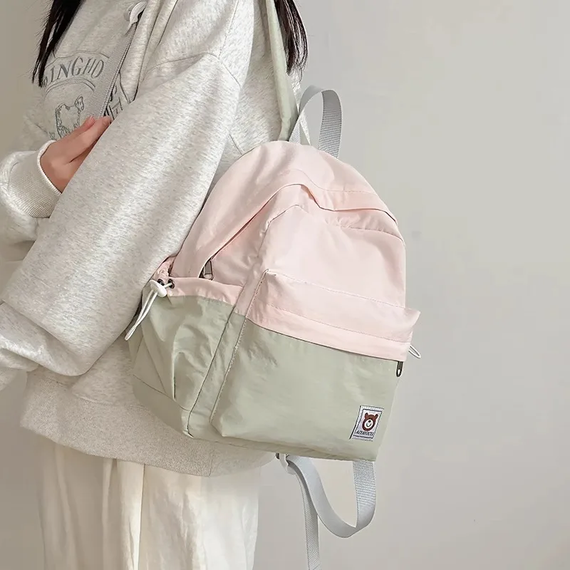 Large Capacity Backpack for Kindergarten Students 2025 New Fashion Simple Color Block Double Shoulder Bag for Boys And Girls ...