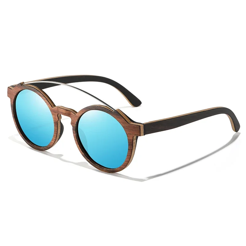 LDMZYJ Brand Refine Handmade Walnut Frame Ultra Light Metal Bridge Sunglasses Polarized Fashion Eyewear for Men and Women