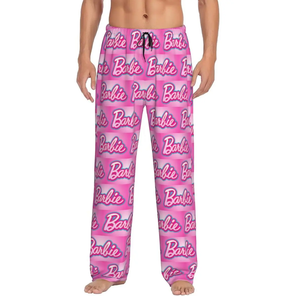 Custom Barbie Logo Pajama Pants Men's Animation New Lounge Sleep Drawstring Sleepwear Bottoms with Pockets