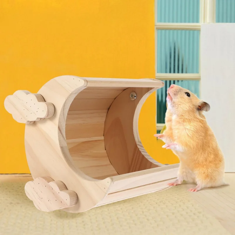 

Wooden cabin for hamsters, hedgehogs, Totoro, and bunnies, made of wood, hiding place, smooth edges