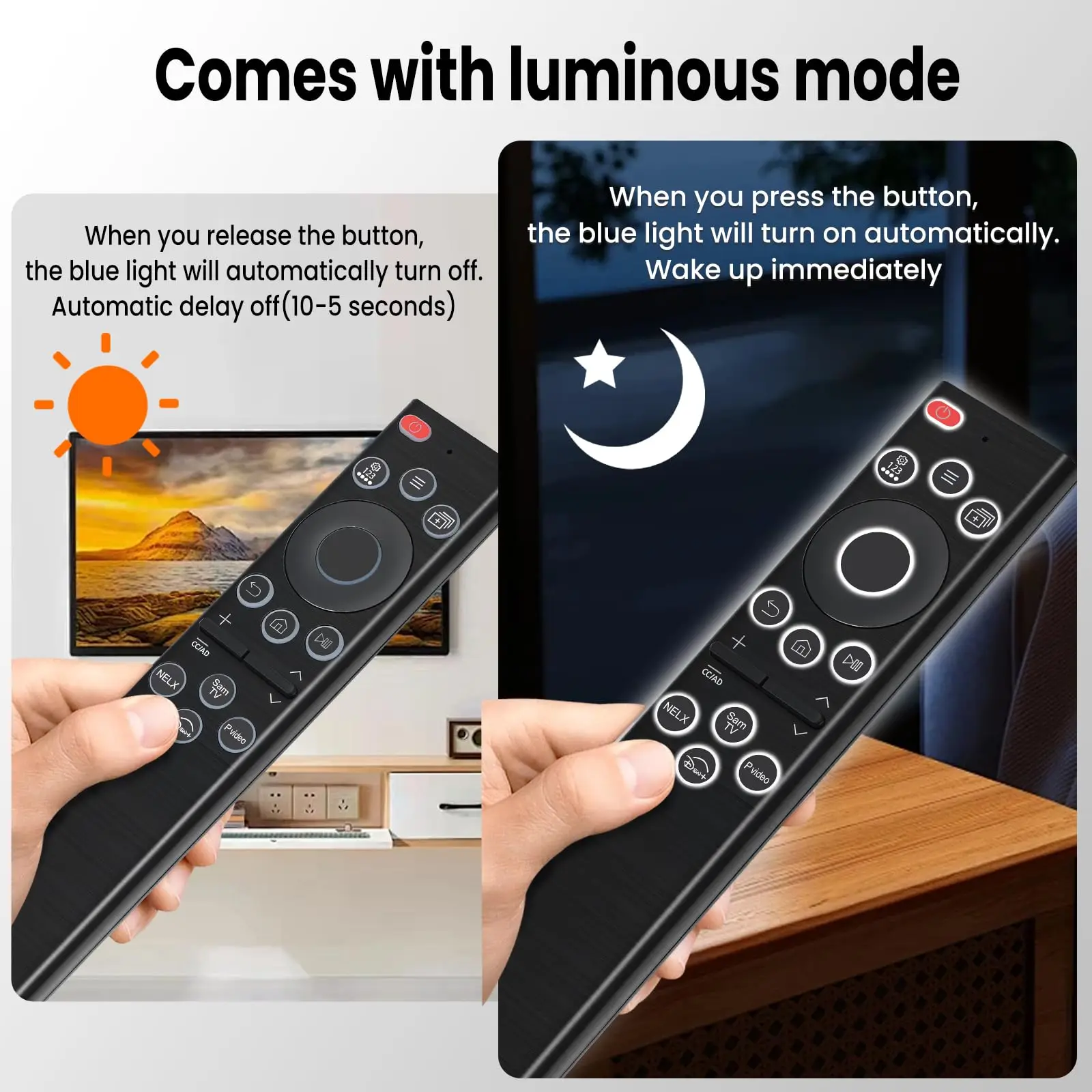 Universal Replacement Remote Control for Samsung Smart TV with Backlit Buttons, No Setup IR Remote, Quick Response,NO Voice