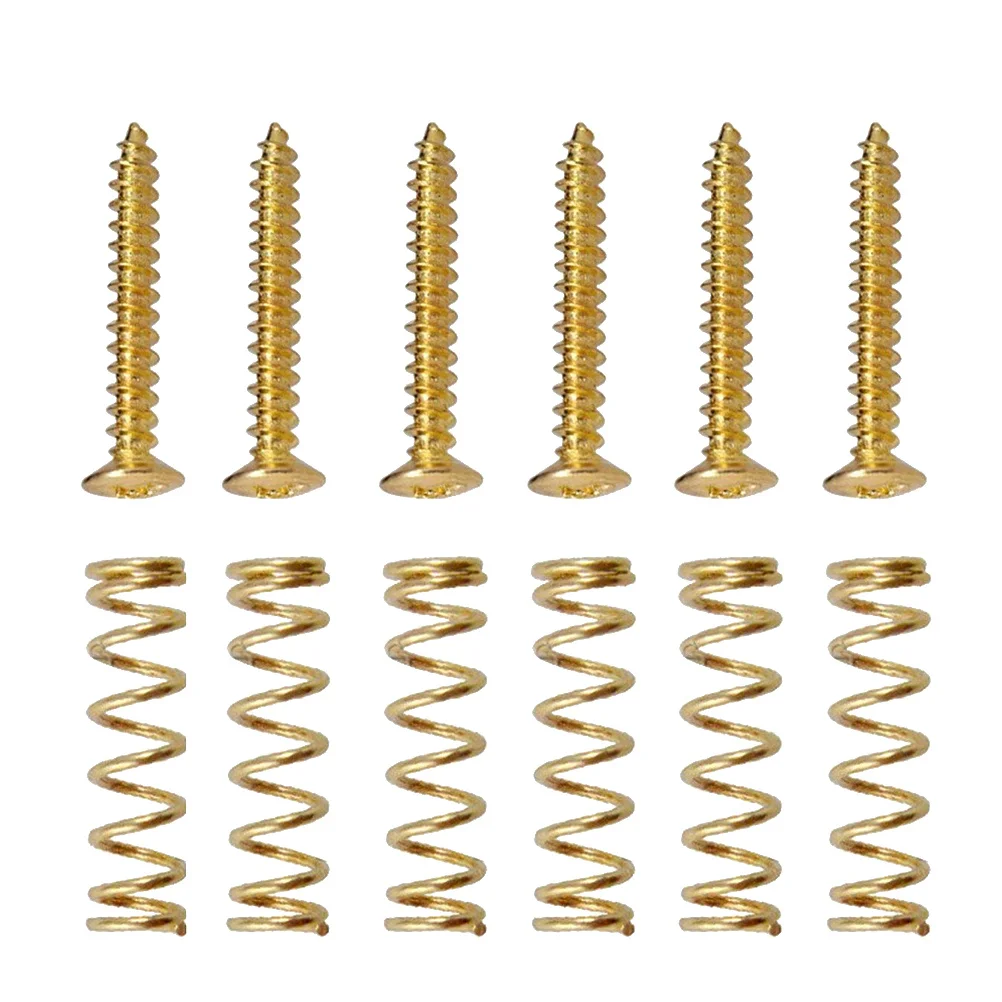 6 مسامير لاقط بملف واحد للجيتار الكهربائي، زنبركات ذهبية سهلة التركيب، استخدام مريح، استبدال مسامير لاقط الأجزاء القديمة #4