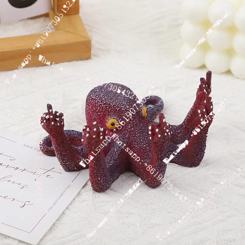 

Hot Selling Resin Vertical Middle Finger Octopus Octopus Crafts Simulation Sculpture Glow-in-the-Dark Octopus 3D Ornament