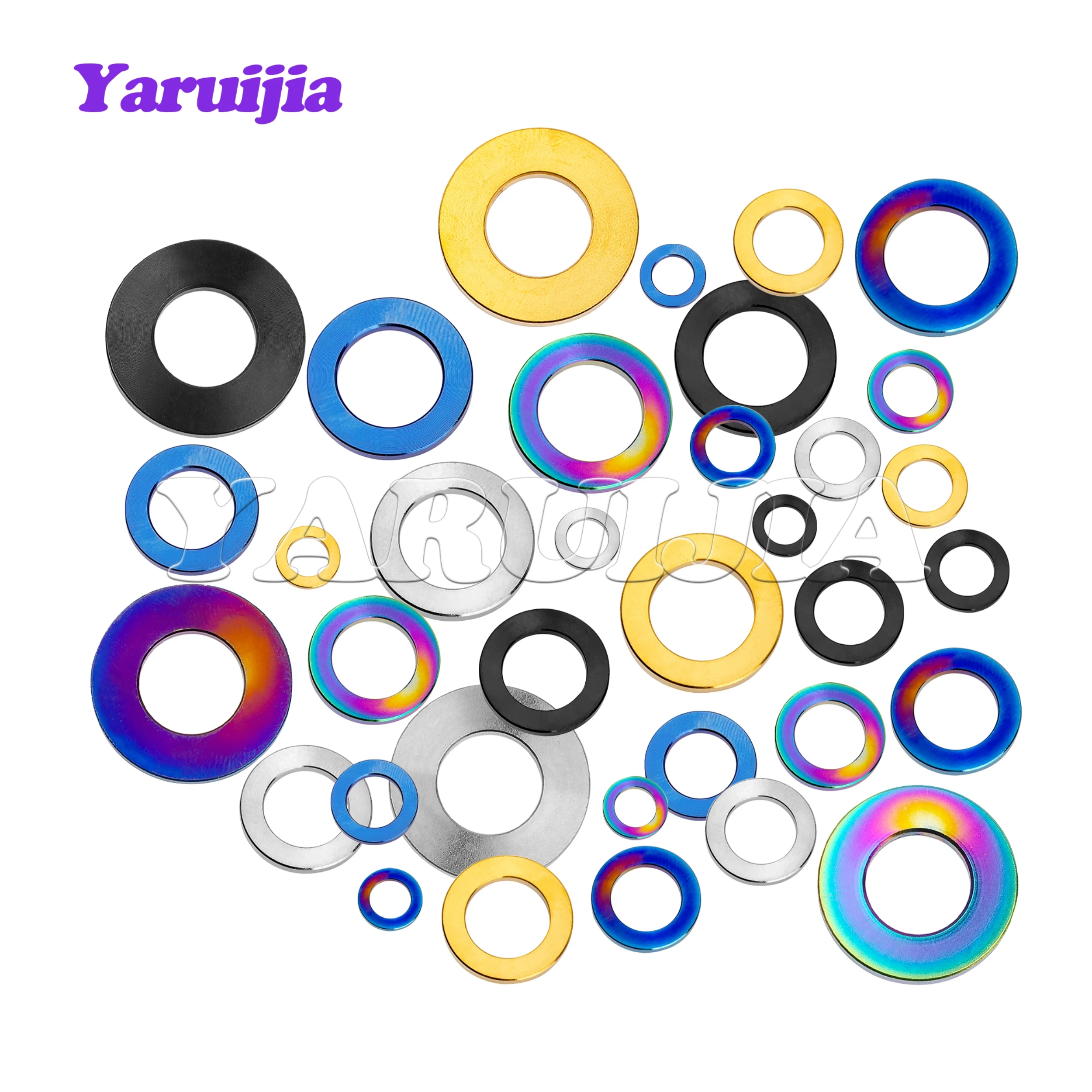 Yaruijia Titanium M3/M4/M5/M6/M7/M8/M10/M12/M14 Titanium Spacer Washer for DIN912 Bolt Screw Bicycle Motorcycle Parts