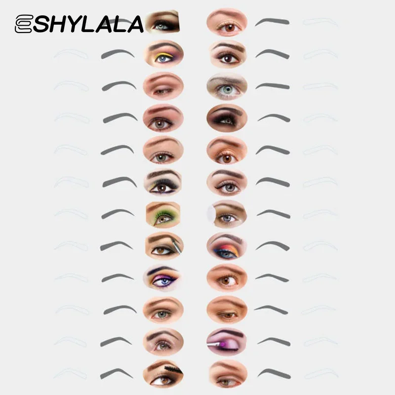 24-stijl Fixeerbare wenkbrauwstencil Kaartverzorging Brow Shaper-sjabloon Herbruikbare stickers Make-up Tekening Wenkbrauwstempel Schoonheidstools