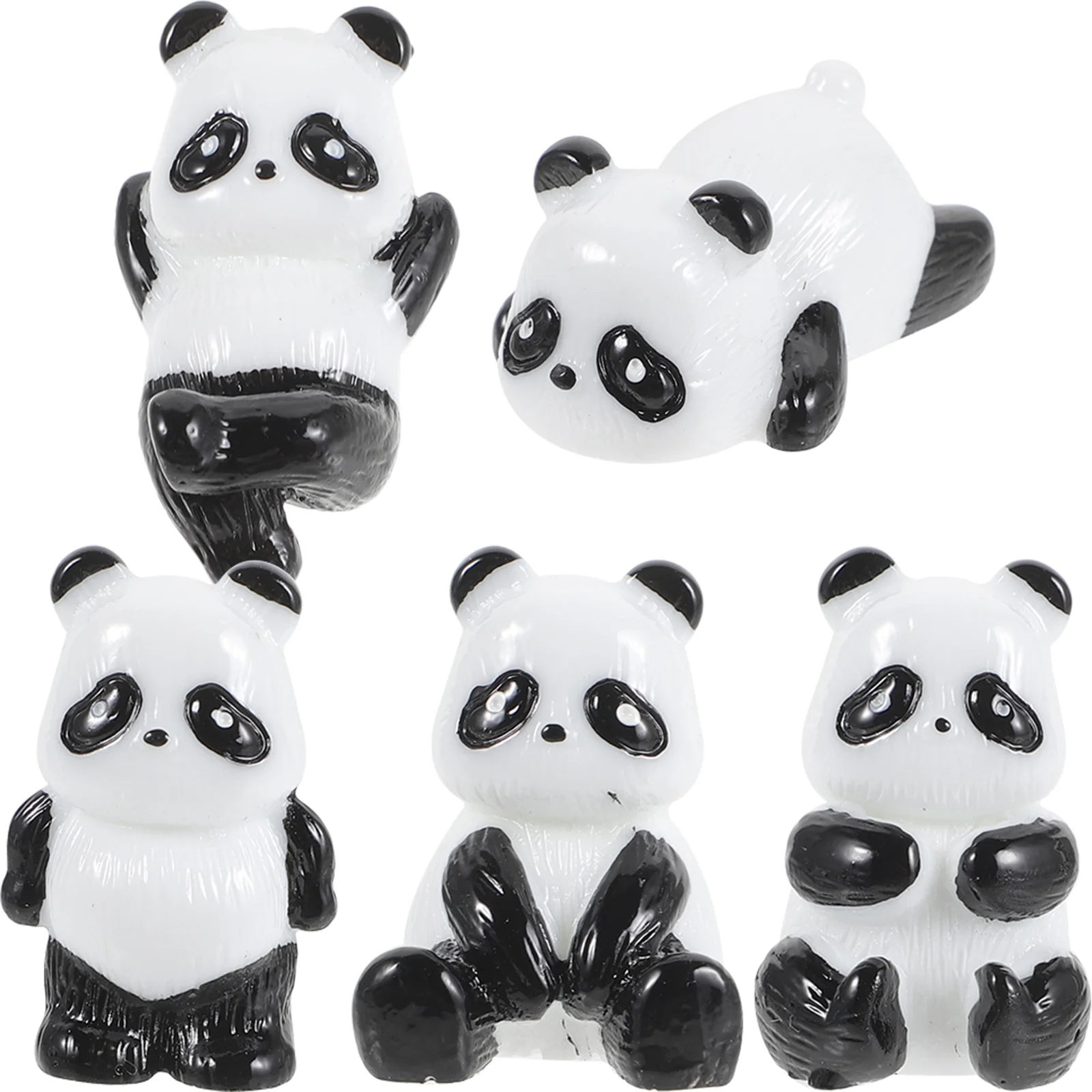 5pcs Adorable Mini Panda Resin Decorative Accessories Fridge Magnet Car nament Hanging naments Home Car Decor Miniature