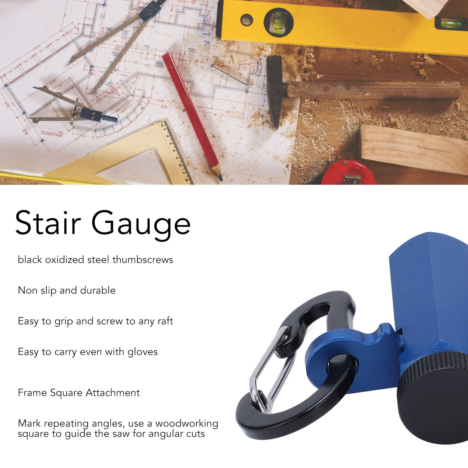 Stair Gauge for Stair Layout Stair Gauge Aluminum Alloy Hex Flat Gauge with Thumb Screw for Framing  and Rafter