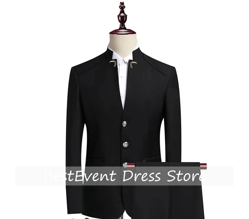 

Suits Blazer Pants Men's Fashion Gentleman Business Outdoor Standing Collar Gentleman Wedding Work Casual Suit Customized