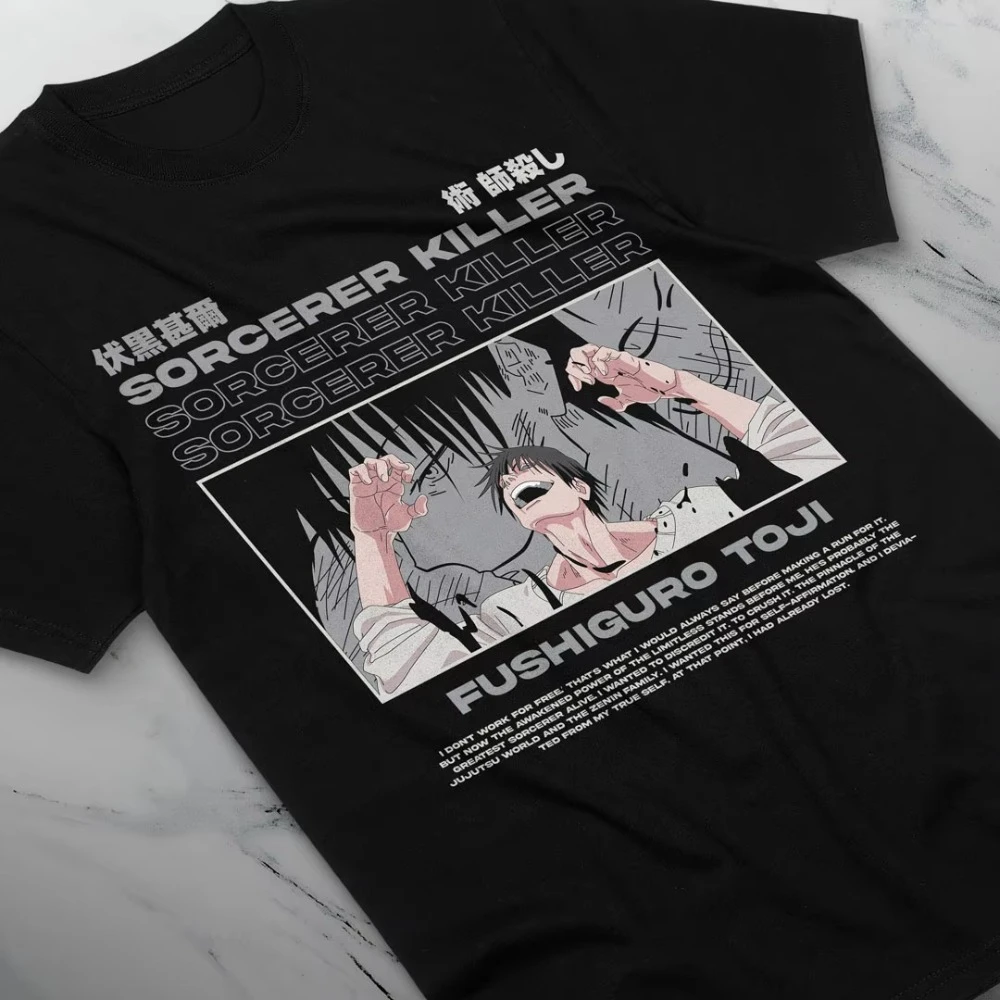 

Футболка Toji Fushiguro Jujutsu Kaisen Satoru Gojo, подарочная футболка с японским мангой, хлопковая футболка с принтом