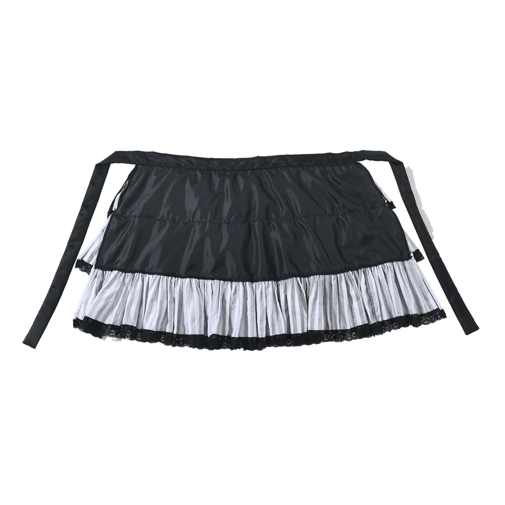 Jester Clown Harlequin Lolita Fancy Ruffle Short Skirt Women Gothic Steampunk Striped Bustle Multilayer Skirts Ruffled Lace Trim view 5