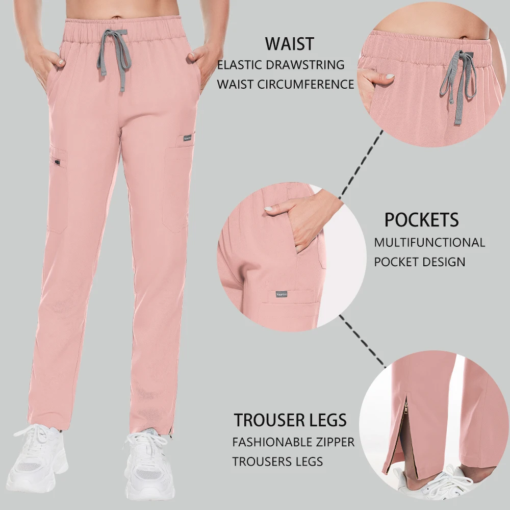 Comfortable Stretch Jogger Trousers Women Scrubs Medical Doctor Nurse Pants Dental Clinical Nursing Uniforms Work Bottoms