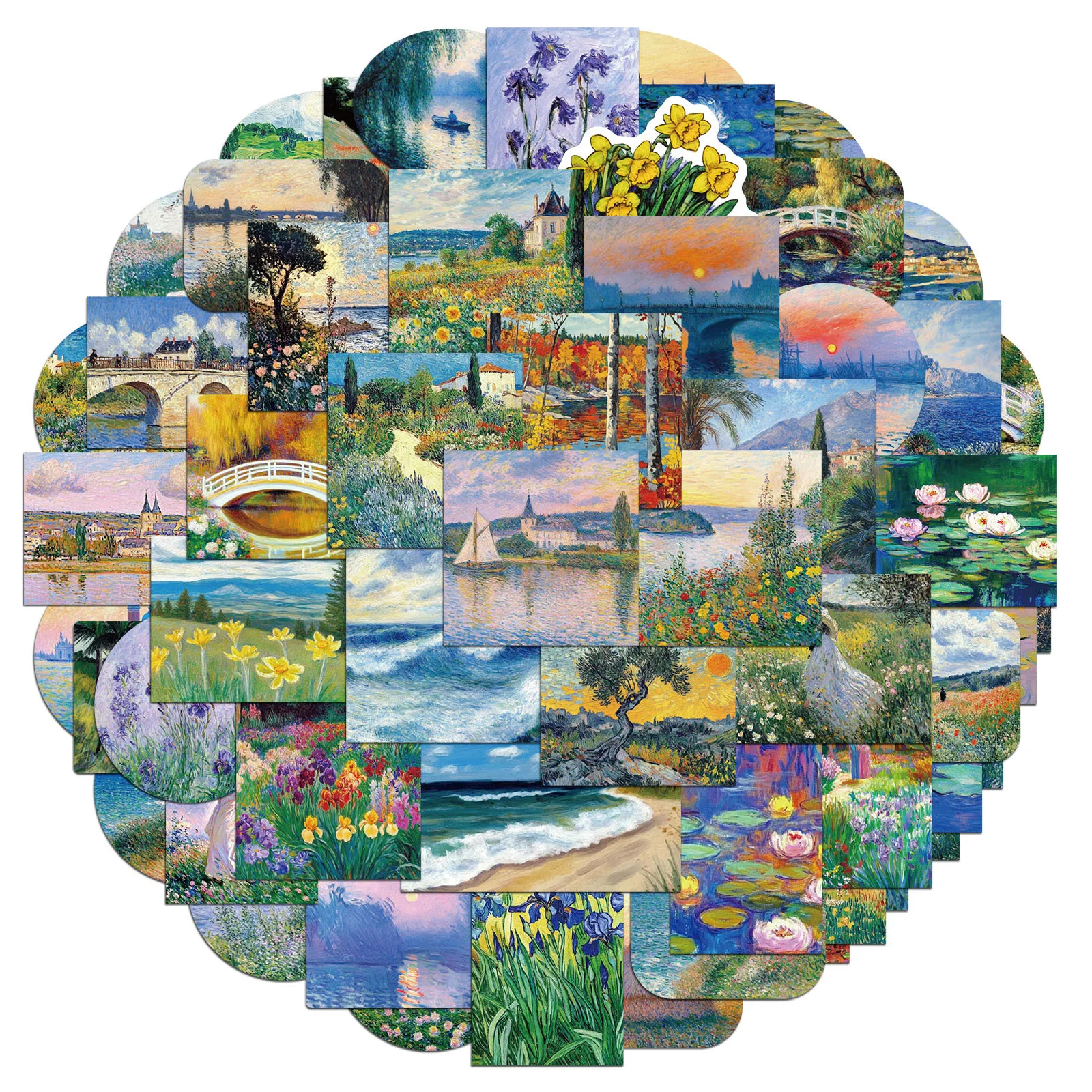 

10/56PCS Oil Painting Landscape Graffiti Sticker Beautiful Landscape Picture Decals For Laptop Phone Guitar Waterproof Sticker