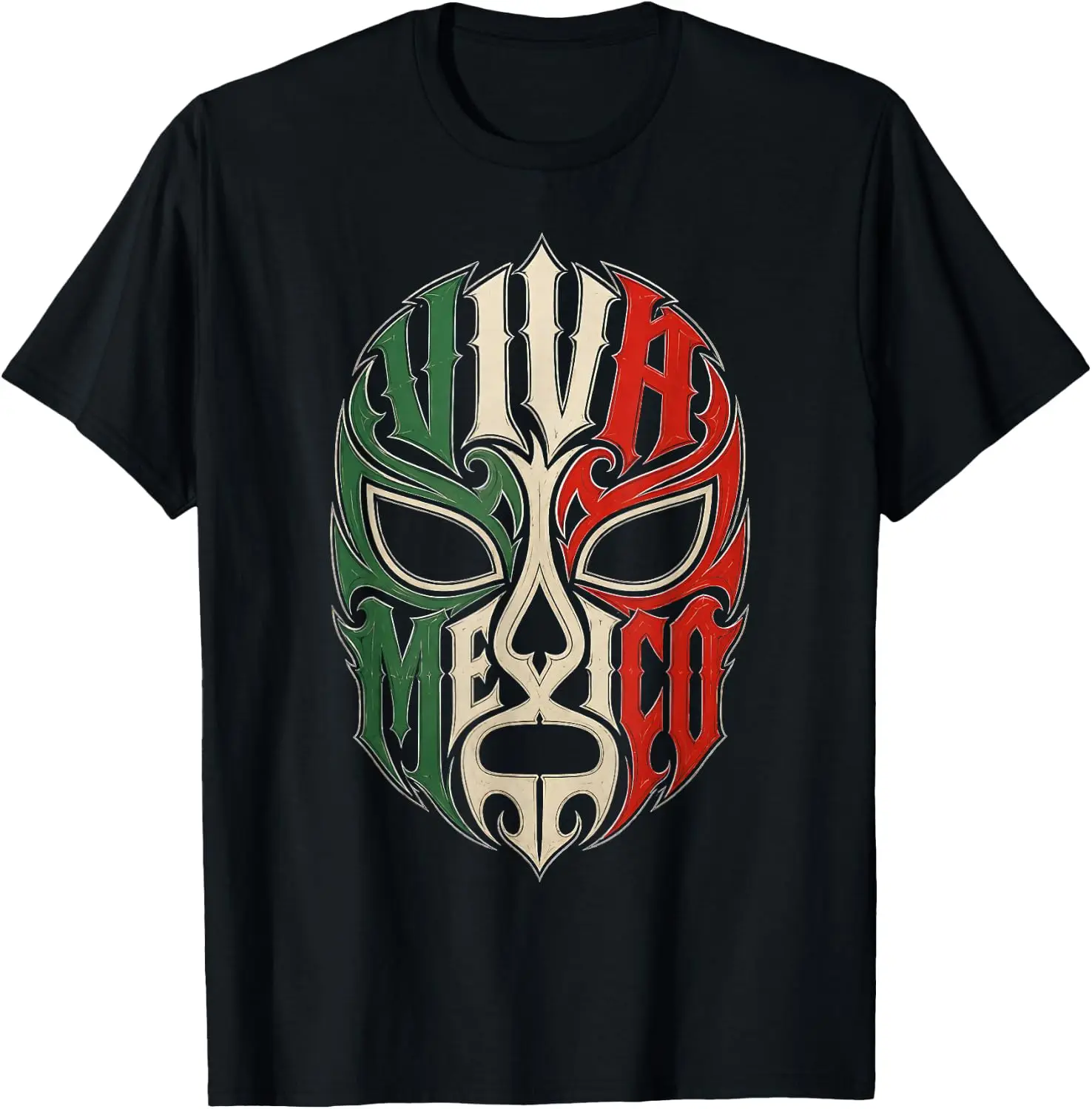 Viva Mexico Lucha Libre Mask Mexican Wrestling Heritage T-Shirt Versatile, heavyweight pure cotton short-sleeve tee—trendy, thick fabric; a great gift for Christmas or Halloween.