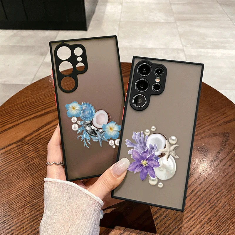 Tropical Summer Seashell Hibiscus Fruit Phone Case for Samsung Galaxy S26 S25 S24 S23 Ultra S22 Plus S21 FE 5G Flower Soft Cover