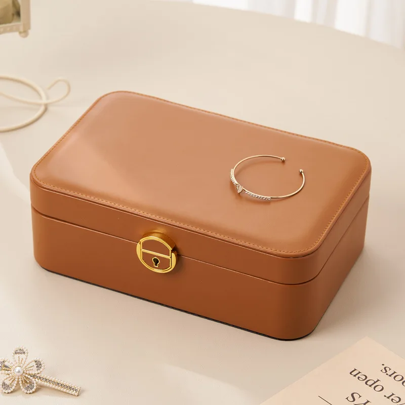 Light luxury lockable jewelry storage box, ring necklace bracelet, earring jewelry box, dust-proof protection jewelry