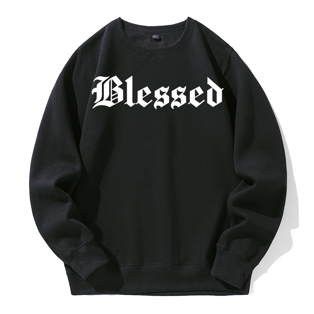 Blessed Creativity Letter Printed Hoody Men Casual Fashion All Match Hoodie Graphic Funny Hoodies Man Street Harajuku Sweatshirt