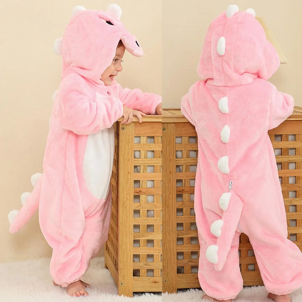 Easter Dinosaur Rabbit Baby Rompers Winter Hooded Flannel Toddler Infant Clothes Overall Bodysuit Jumpsuit Costume For Kids Bebe