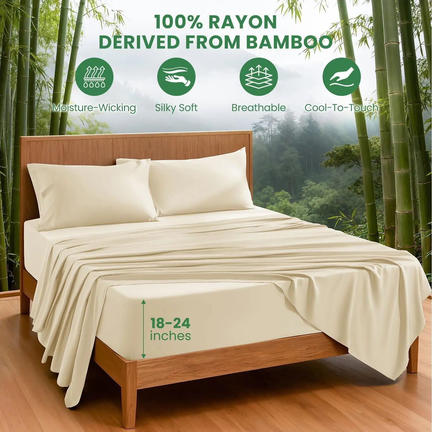 100% Viscose Derived from Bamboo_ Sheet Set 4Pcs, Extra Deep Pocket