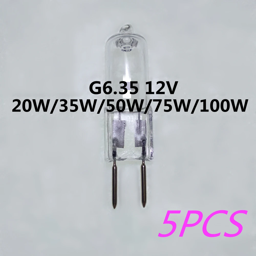 5PCS G6.35 12V 20W bulb G6.35 12V 35W light bulb G6.35 12V 50W G6.35 12V halogen bulb G6.35 12V 100W halogen bulb G6.35 12V 50W