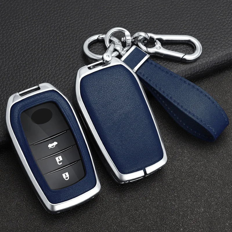 

Alloy Car Key Case Cover Shell For Toyota RAV4 Highland Coralla Hilux Fortuner Land Cruiser Camry Crown Keychain Accessories