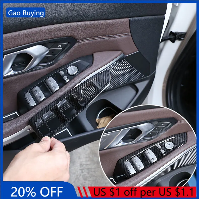

Gao Ruying For BMW 3 Series G20 2020-2025 ABS Carbon Fiber Car Glass Lifting Panel Frame Cover Trim Sticker Car Accessories(LHD)