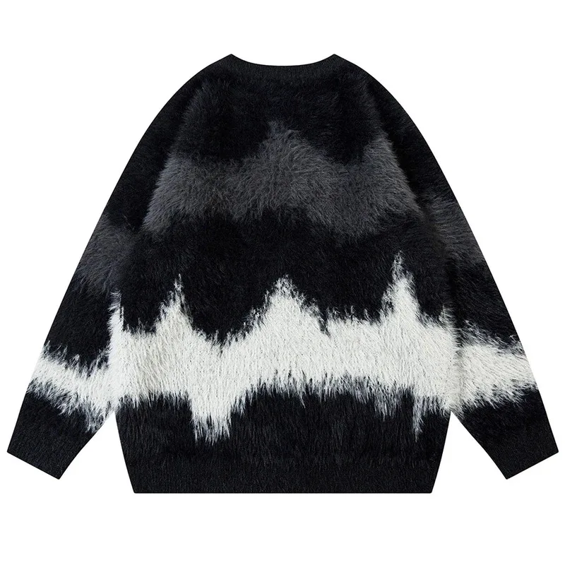 【Mirrordust】Vintage Oversized Sweaters Men Streetwear Harajuku Hip Hop Y2K Sweaters Knitted Jumpers Casual Loose Sweaters