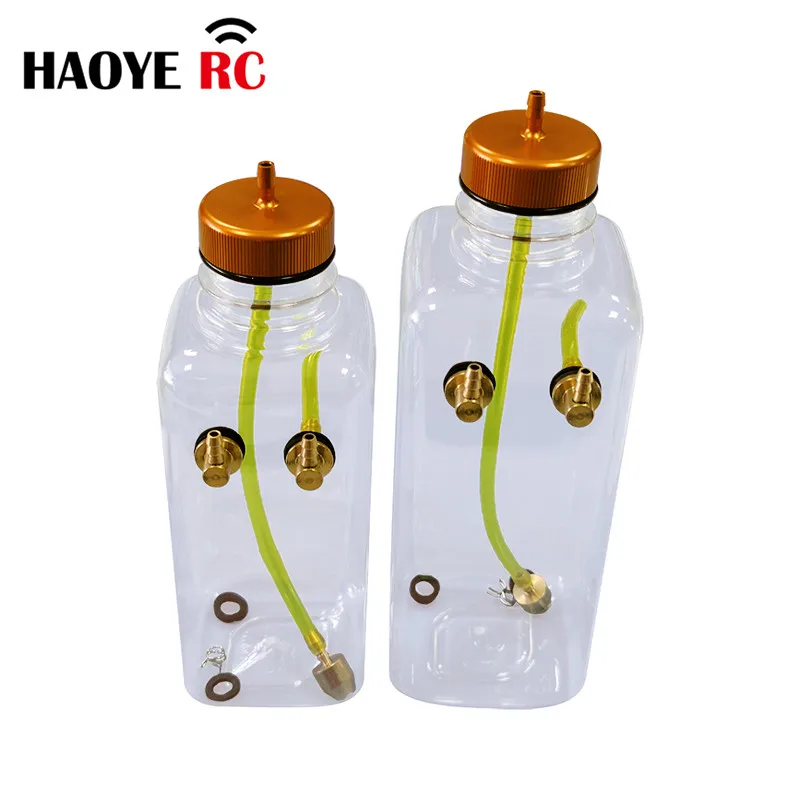 Haoye 1Pc RC Fuel Tank Transparent Plastic 500ML 730ML CNC Processing Champaign Gold Cap For RC Airplane Model Gas /MeOH Tank