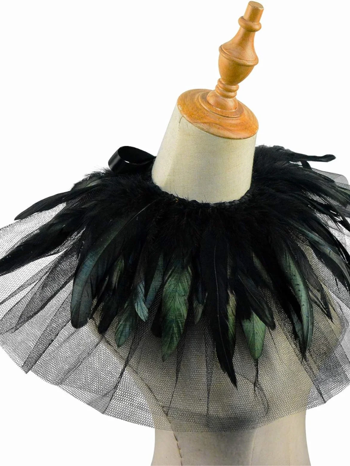 Gothic Sle Feather Me oulder Wrap Witch loween Cloak Accory Cos White Bla Stage Costume Fake Collar Women's Fas...