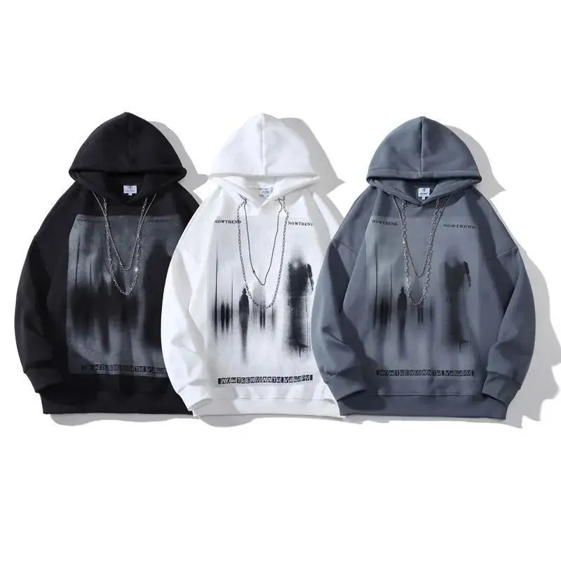 

Early Autumn American High Street Dark Hooded Hoodie Men Women Y2k Harajuku Loose Ins Trend Hip Hop Couples Matching Coat Tops