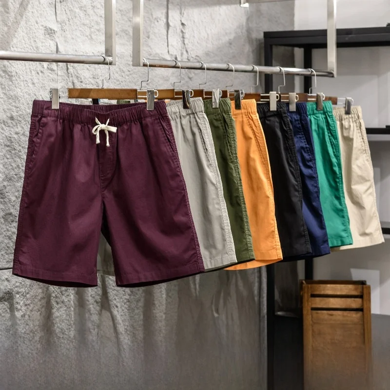 Value for Money Lightweight Cool Summer Men's  Color Elastic Waist Breathable Straight Leg Versatile Casual Pants Shorts
