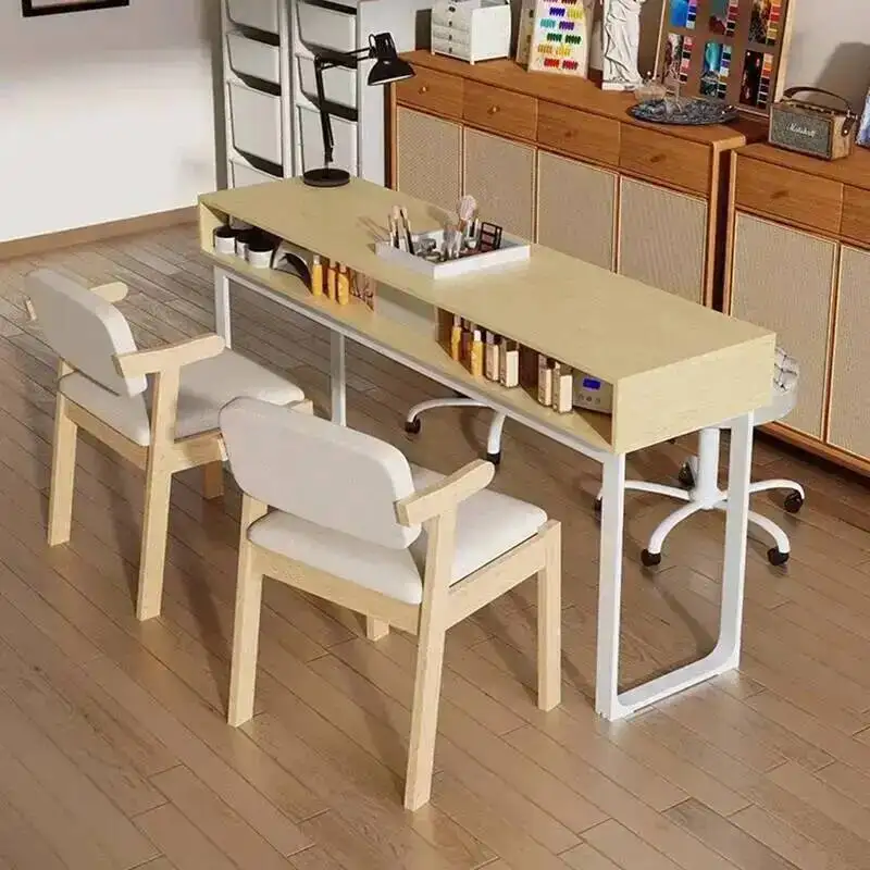 نمط الشمال الجداول مسمار كريم بسيط الحديثة خشبي الفنان مسمار الجداول مكاتب الاستقبال مانيكير صالون الأثاث Nagel Tisch FYMT #4