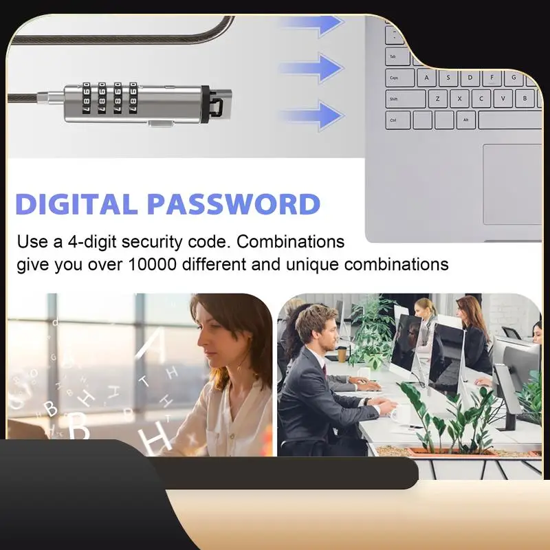 

4 Digital Universal Lock USB Laptop Security Cable Lock For Computer-T44C